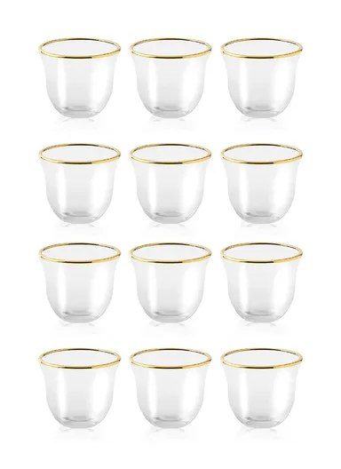 12Pcs 60ml Glass Moonlight Coffee Cups with Gold Line