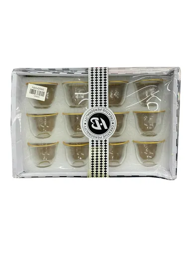 12Pcs 60ml Glass Moonlight Coffee Cups with Gold Line