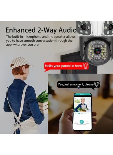 Three-Screen 2.0MP Outdoor Waterproof IP PTZ Camera With Auto Tracking Function &amp; Alarm Light (APP: iCam365) P26-32-3-GK