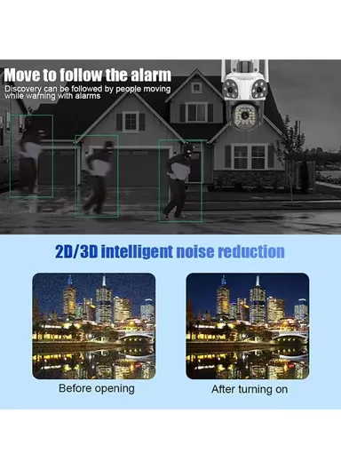 Three-Screen 2.0MP Outdoor Waterproof IP PTZ Camera With Auto Tracking Function &amp; Alarm Light (APP: iCam365) P26-32-3-GK