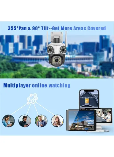 Three-Screen 2.0MP Outdoor Waterproof IP PTZ Camera With Auto Tracking Function &amp; Alarm Light (APP: iCam365) P26-32-3-GK