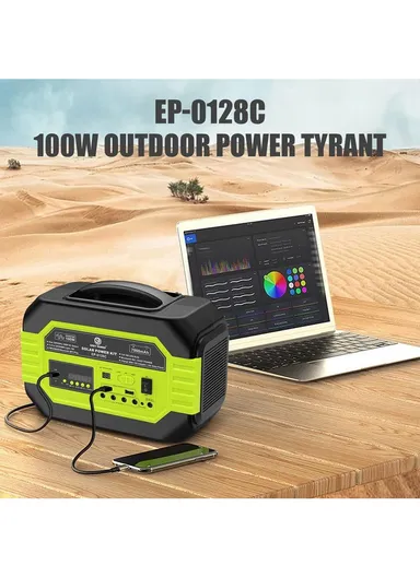100W 7Ah Multifunctional Solar Power System with AC Output, Power Bank Function, 3 DC Bulbs, Bluetooth Speaker, Inverter, Foldable Adjustable Angle Solar Panel, 2-USB Ports, For Emergency, Picnic, Camping &amp; Outdoor E