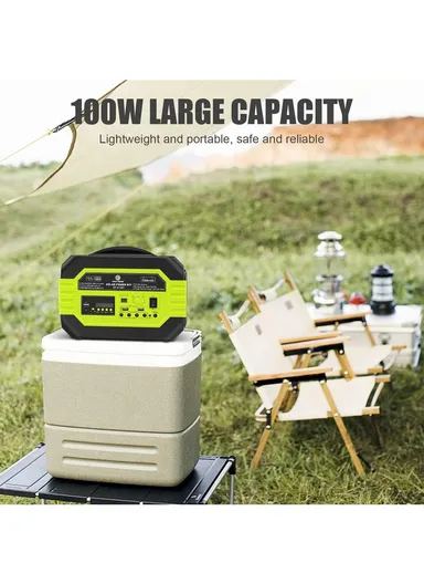 100W 7Ah Multifunctional Solar Power System with AC Output, Power Bank Function, 3 DC Bulbs, Bluetooth Speaker, Inverter, Foldable Adjustable Angle Solar Panel, 2-USB Ports, For Emergency, Picnic, Camping &amp; Outdoor E