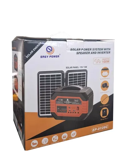 100W 7Ah Multifunctional Solar Power System with AC Output, Power Bank Function, 3 DC Bulbs, Bluetooth Speaker, Inverter, Foldable Adjustable Angle Solar Panel, 2-USB Ports, For Emergency, Picnic, Camping &amp; Outdoor E