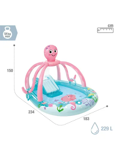 Friendly Octopus Fancy Play Center Pool with Water Slide 56138 (L234 x W183 x H150)cm