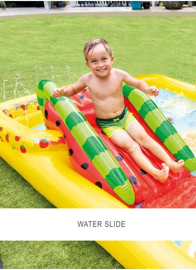 Inflatable Lightweight Fruits Play Centre With Slide &amp; Sprinkler 57158NP (L240 x W180 x H91)cm
