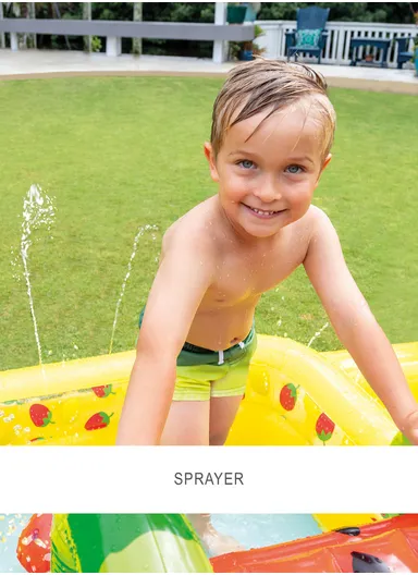Inflatable Lightweight Fruits Play Centre With Slide &amp; Sprinkler 57158NP (L240 x W180 x H91)cm