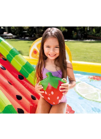 Inflatable Lightweight Fruits Play Centre With Slide &amp; Sprinkler 57158NP (L240 x W180 x H91)cm