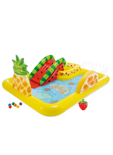 Inflatable Lightweight Fruits Play Centre With Slide &amp; Sprinkler 57158NP (L240 x W180 x H91)cm