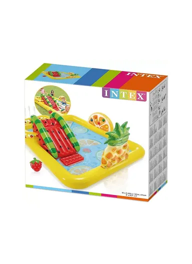 Inflatable Lightweight Fruits Play Centre With Slide &amp; Sprinkler 57158NP (L240 x W180 x H91)cm