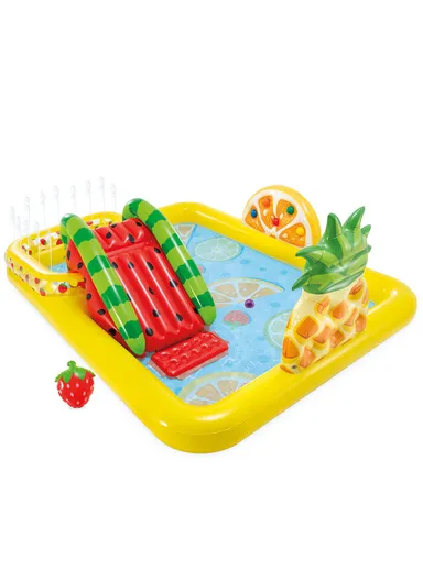 Inflatable Lightweight Fruits Play Centre With Slide &amp; Sprinkler 57158NP (L240 x W180 x H91)cm