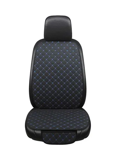 4Pcs/Set 2 x Car Front Seat Cover+2 x Car Seat Back Cushion for Leg Pressure &amp; Back Pain Relief - Black+Blue