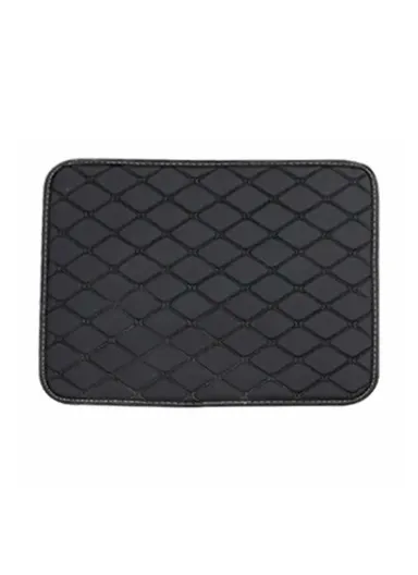 4Pcs / Set Car Front+Rear Floor Mat Anti-Slip Waterproof Leather Vehicle Interior Floor Mat - Black with Black Line