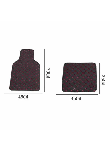 4Pcs / Set Car Front+Rear Floor Mat Anti-Slip Waterproof Leather Vehicle Interior Floor Mat - Black with Black Line