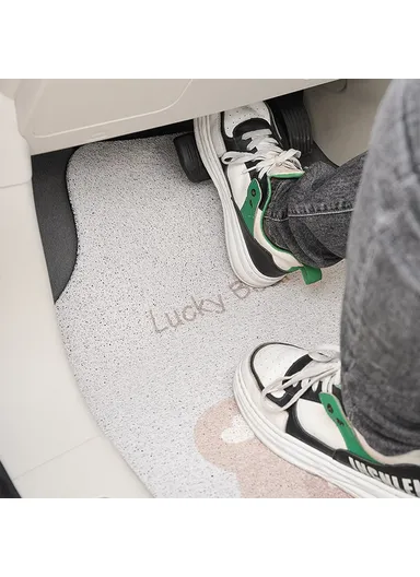 4Pcs Set Vehicle Floor Protector Mats For Front &amp; Rear Non-slip Wire Loop Car Interior Carpet- Lucky Bear