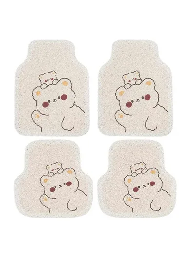 4Pcs Set Vehicle Floor Protector Mats For Front &amp; Rear Non-slip Wire Loop Car Interior Carpet - Two Bears