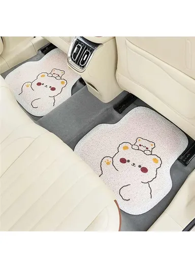 4Pcs Set Vehicle Floor Protector Mats For Front &amp; Rear Non-slip Wire Loop Car Interior Carpet - Two Bears