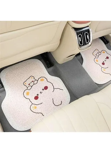 4Pcs Set Vehicle Floor Protector Mats For Front &amp; Rear Non-slip Wire Loop Car Interior Carpet - Two Bears