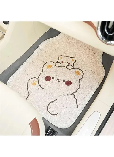 4Pcs Set Vehicle Floor Protector Mats For Front &amp; Rear Non-slip Wire Loop Car Interior Carpet - Two Bears
