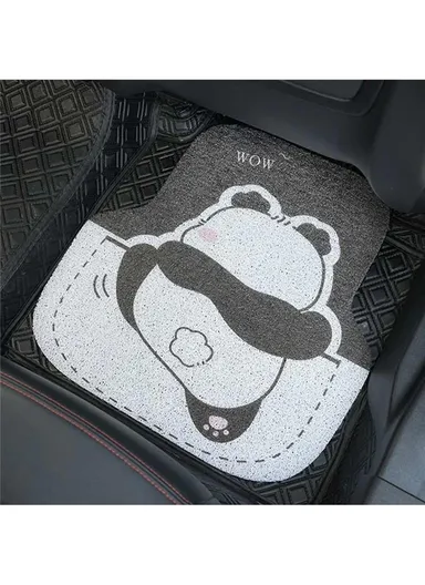 4Pcs Set Vehicle Floor Protector Mats For Front &amp; Rear Non-slip Wire Loop Car Interior Carpet - Panda