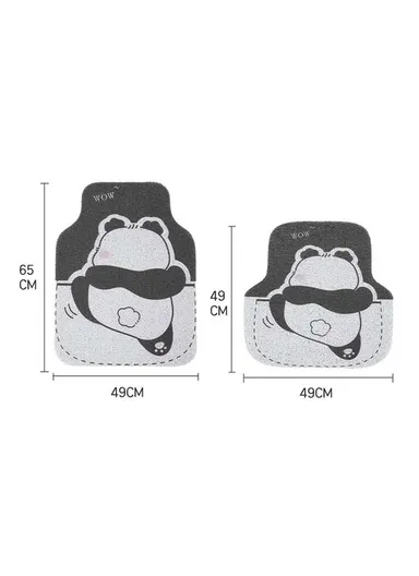 4Pcs Set Vehicle Floor Protector Mats For Front &amp; Rear Non-slip Wire Loop Car Interior Carpet - Panda