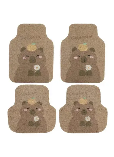 4Pcs Set Vehicle Floor Protector Mats For Front &amp; Rear Non-slip Wire Loop Car Interior Carpet - Capybara