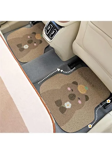 4Pcs Set Vehicle Floor Protector Mats For Front &amp; Rear Non-slip Wire Loop Car Interior Carpet - Capybara