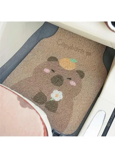 4Pcs Set Vehicle Floor Protector Mats For Front &amp; Rear Non-slip Wire Loop Car Interior Carpet - Capybara