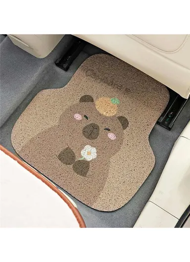 4Pcs Set Vehicle Floor Protector Mats For Front &amp; Rear Non-slip Wire Loop Car Interior Carpet - Capybara