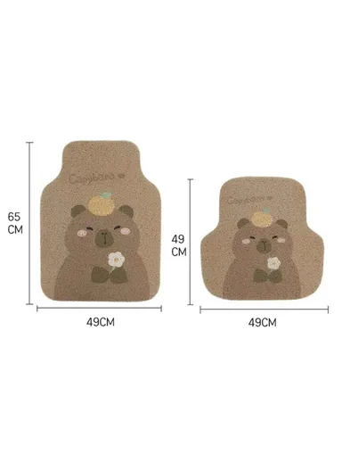 4Pcs Set Vehicle Floor Protector Mats For Front &amp; Rear Non-slip Wire Loop Car Interior Carpet - Capybara