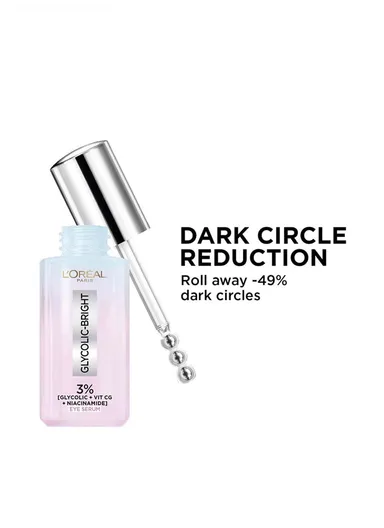 Glycolic Eye Serum [3% Glycolic Acid + Vitamin CG + Niacinamide] For Dark Circles, Brighten Eyes 20ml