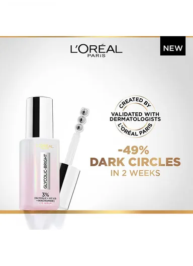 Glycolic Eye Serum [3% Glycolic Acid + Vitamin CG + Niacinamide] For Dark Circles, Brighten Eyes 20ml