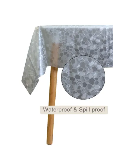 Waterproof &amp; Easy To Wash PEVA Tablecloth For Dining Table (L140 x W180)cm- Grey