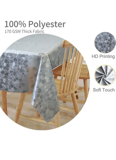 Waterproof &amp; Easy To Wash PEVA Tablecloth For Dining Table (L140 x W180)cm- Grey