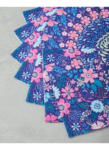 Flower Garden 20 Pieces Paper Napkin 33x33 cm Pink - Blue