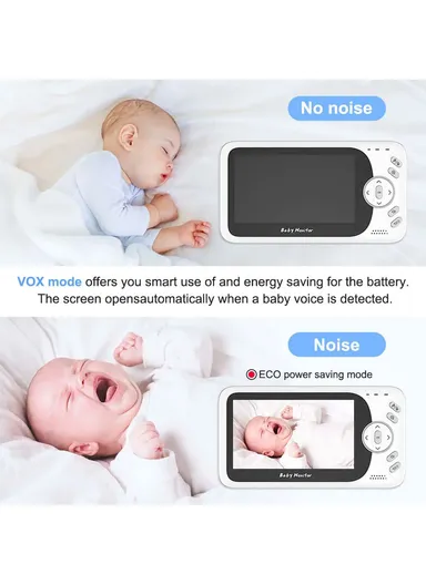 2.4GHz 720P Two-Way Wireless Baby Monitor With 4.3" LCD Screen, VOX Mode, 8 Songs, Night Vision, Alarm &amp; Temperature Display VB801