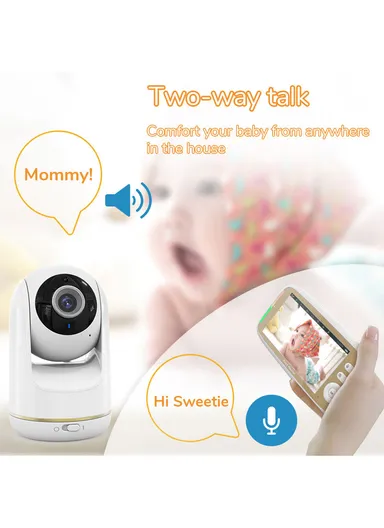 2.4GHz 720P HD Two-Way Wireless Baby Monitor With 5" LCD Screen, VOX Mode, 8 Songs, Night Vision, 3 Zoom, Alarm &amp; Temperature Display VB803