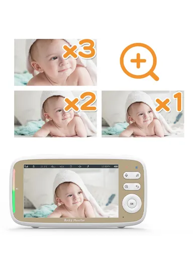 2.4GHz 720P HD Two-Way Wireless Baby Monitor With 5" LCD Screen, VOX Mode, 8 Songs, Night Vision, 3 Zoom, Alarm &amp; Temperature Display VB803