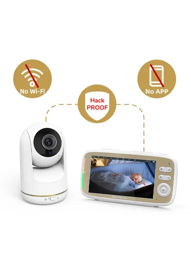 2.4GHz 720P HD Two-Way Wireless Baby Monitor With 5" LCD Screen, VOX Mode, 8 Songs, Night Vision, 3 Zoom, Alarm &amp; Temperature Display VB803