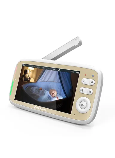 2.4GHz 720P HD Two-Way Wireless Baby Monitor With 5" LCD Screen, VOX Mode, 8 Songs, Night Vision, 3 Zoom, Alarm &amp; Temperature Display VB803