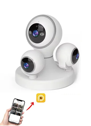 Three-Screen 2.0MP WiFi IP PTZ Indoor Security Dome Camera With Night Vision (APP: IPC360HOME) PT340-PW-2-B