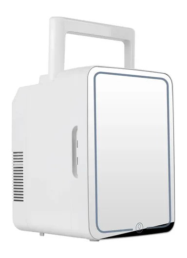 12L Makeup Mirror Cosmetics Mini Fridge Car 12v DC/Home AC 220V Portable Personal Beauty Front Mirror Mini Refrigerator, Mini Fridge With Adjustable Light LED For Skincare, Makeup, Cosmetics, Cars, Boats, Bedrooms, Offic