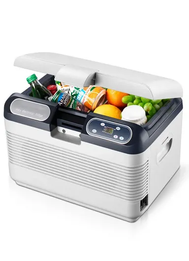 12L DC/AC 12V/24V/220V Dual-Core Portable Compact Mini Refrigerator, Fridge Cooler With -10°C to 65°C Temperature Adjustment, Shoulder Strap &amp; Temperature Digital Display For Home, Cars, Boats, Trucks, Bedrooms, Offi