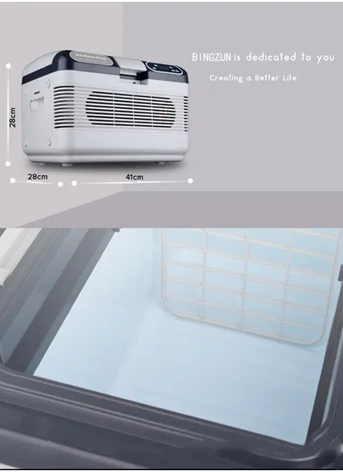 12L DC/AC 12V/24V/220V Dual-Core Portable Compact Mini Refrigerator, Fridge Cooler With -10°C to 65°C Temperature Adjustment, Shoulder Strap &amp; Temperature Digital Display For Home, Cars, Boats, Trucks, Bedrooms, Offi