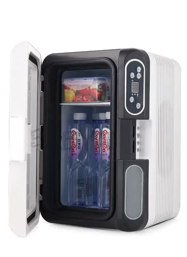 12L DC/AC 12V/24V/220V Dual-Core Portable Compact Mini Refrigerator, Fridge Cooler With -10°C to 65°C Temperature Adjustment, Shoulder Strap &amp; Temperature Digital Display For Home, Cars, Boats, Trucks, Bedrooms, Offi
