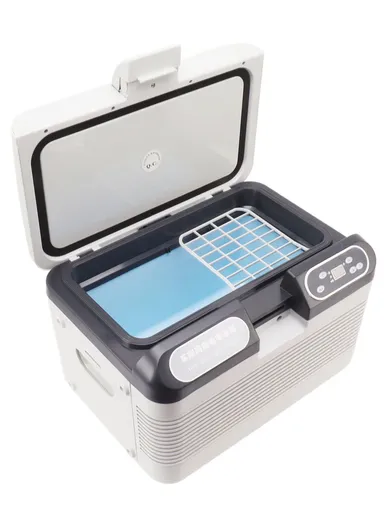 12L DC/AC 12V/24V/220V Dual-Core Portable Compact Mini Refrigerator, Fridge Cooler With -10°C to 65°C Temperature Adjustment, Shoulder Strap &amp; Temperature Digital Display For Home, Cars, Boats, Trucks, Bedrooms, Offi