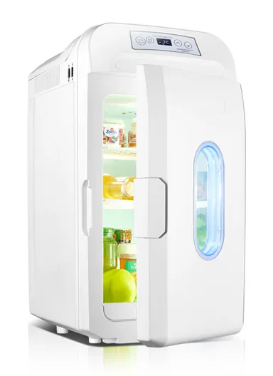 35L DC/AC 12V/24V/220V Dual-Fan Portable Compact Mini Refrigerator, Fridge Cooler With 2-Wheels, 0°C to 65°C Temperature Adjustment &amp; Temperature Digital Display For Home, Cars, Boats, Trucks, Bedrooms, Offices, Camp