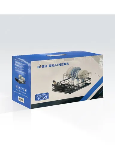 1-Layer Extendable Dish Rack Cutlery Cup Plate Rack Holder for kitchen bench WDJ-8026-BK (W53 x D41 x H14)cm - Black