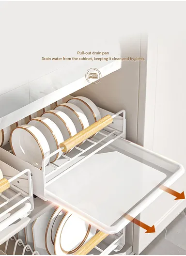 Smooth-Glide Pull-Out Cabinet Organizer with Premium Bowl Storage (L40 x W26 x H12)cm - Black