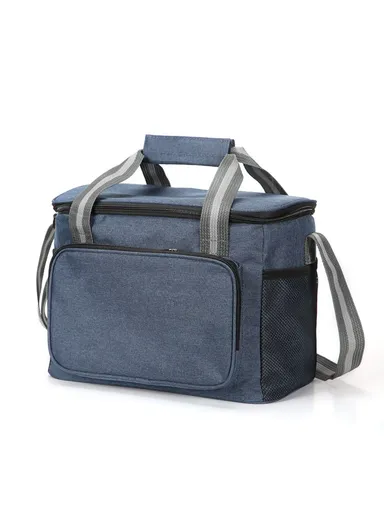 24L Oxford Cloth Waterproof Thermal Insulated Lunch Bag With Handle &amp; Shoulder Strap For Travel Picnic &amp; Outdoor (L27 x W39 x D22.5)cm - Navy Blue